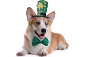 BOOMBONE St Patricks Day Dog Costume - St. Patty's Day Doggie Headband and Green Bow Tie Kit