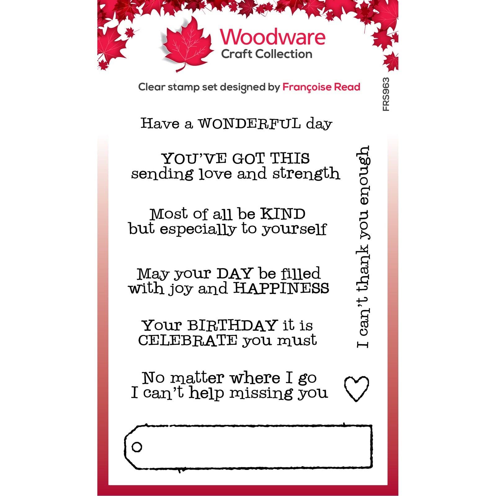 Woodware Francoise Collection-Long Tag Wishes-Clear Stamp Set, 6 x 4 inches