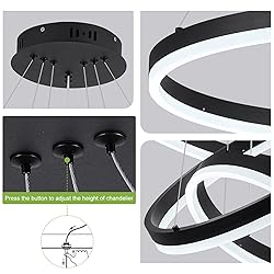Benkut 3-Rings D23.6 Modern LED Chandelier Black