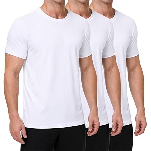 FALARY Men's Bamboo Viscose Undershirts 3 Pack, Soft Breathable T Shirts | Ultra-Soft Crew Neck Short Sleeve Casual Tees, Moi