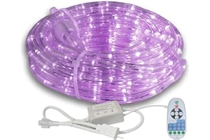beatineon 33FT Rope Lights Outdoor with Remote,Cuttable Connectable, 300LEDs Strip Lights with Adjustable Brightness Waterproof with Plug for Patio,Christmas Decoration(Purple)