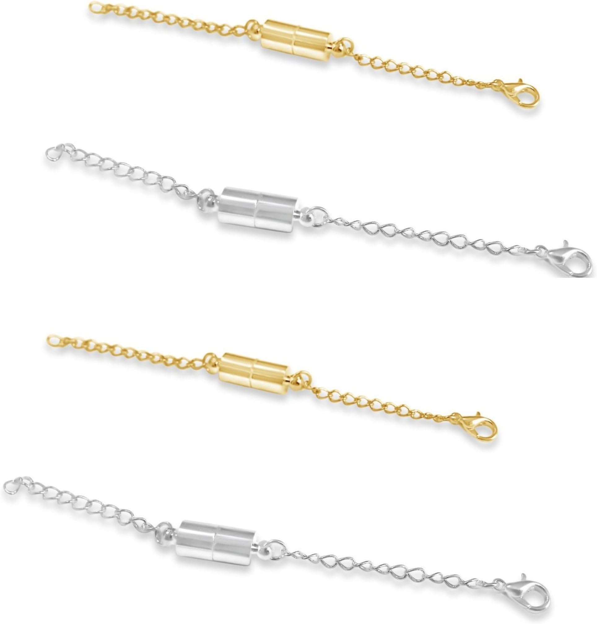 SPARIK ENJOY (TM 4pcs Gold & Steel Silver Necklace Extenders 4" Jewelry Extenders for Bracelets, Necklaces