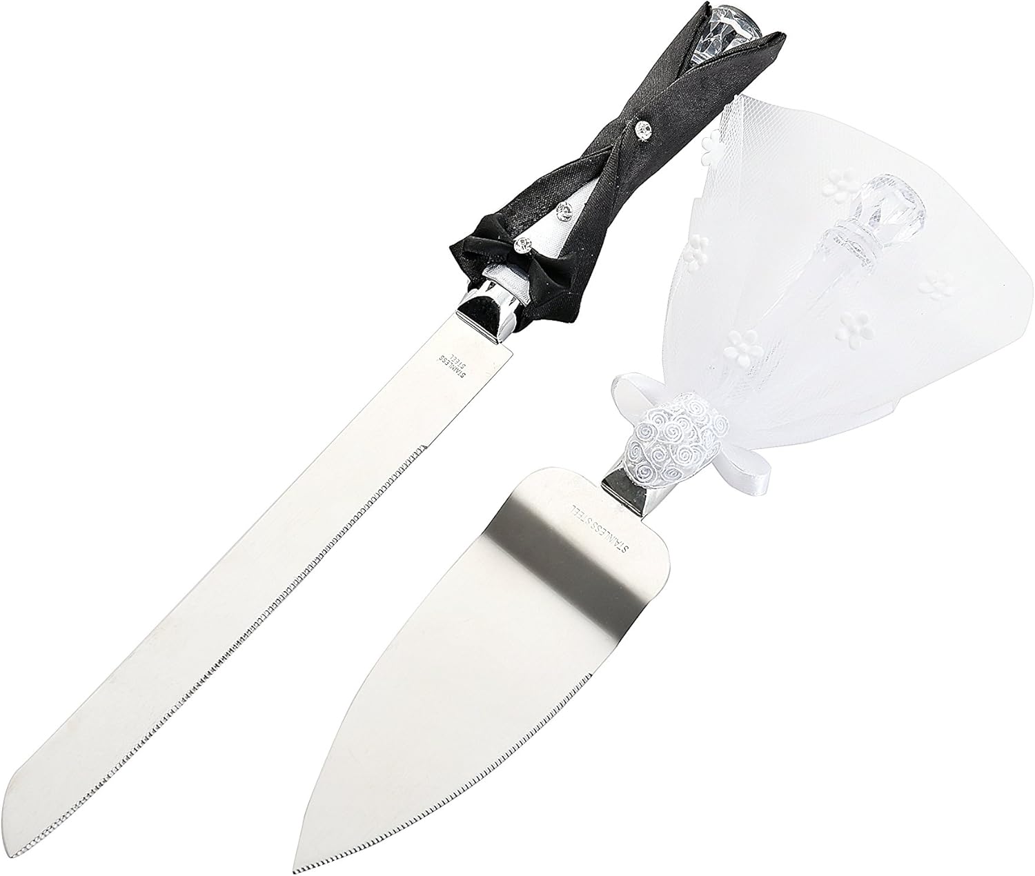 Bride and Groom Wedding Cake Knife and Server Set Serrated Knife Pie Server for Wedding Gift Valentine Day Gift