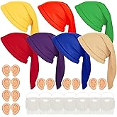 Geyoga 21 Pcs Dwarf Costume Hats with Fake Beard, Fake Ears for Halloween Christmas Fairy Dwarf Gnome Costume Accessory for Adults
