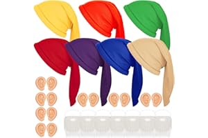 Geyoga 21 Pcs Dwarf Costume Hats with Fake Beard, Fake Ears for Halloween Christmas Fairy Dwarf Gnome Costume Accessory for Age over 6