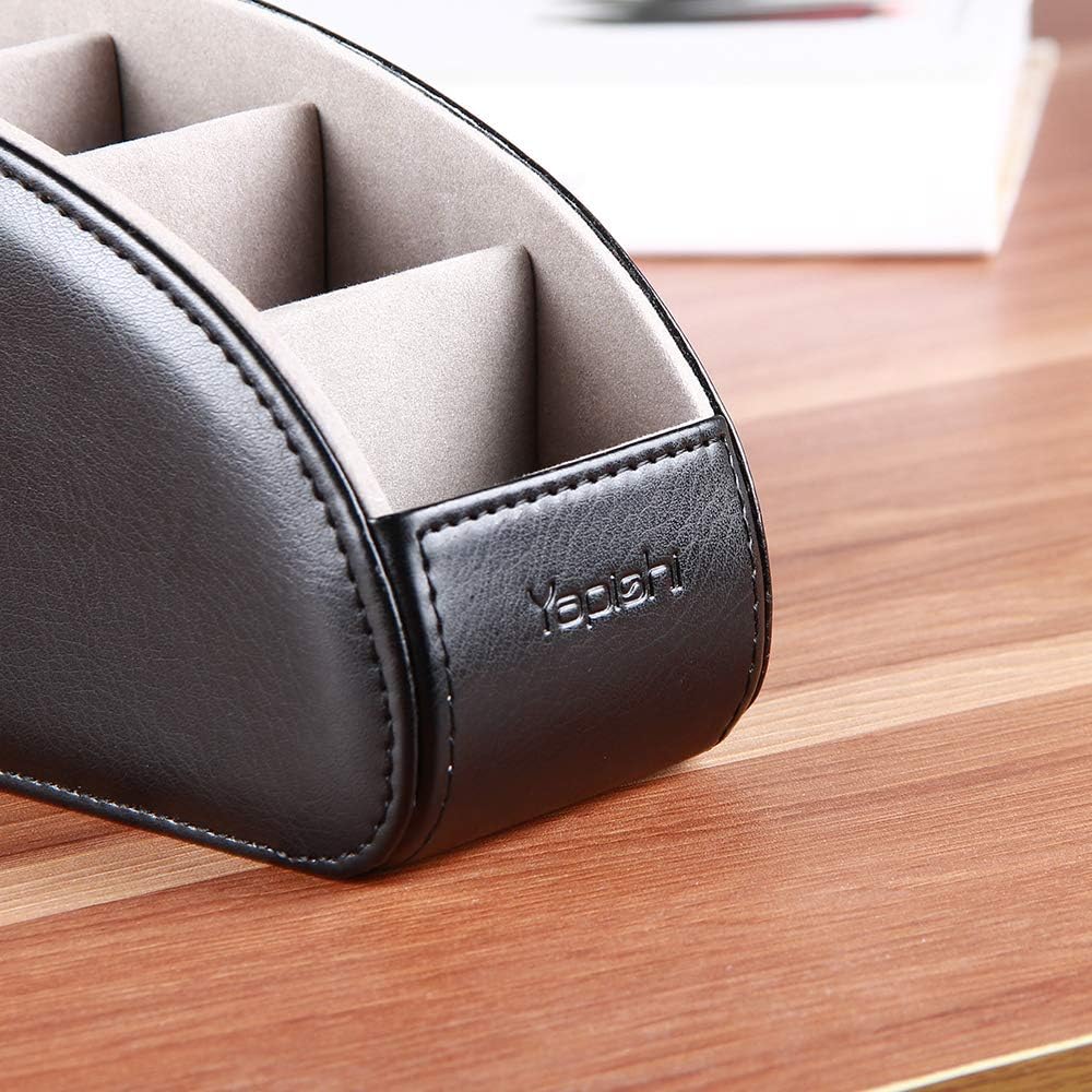 All In One Leather White Tv Remote Holder For Remote Conrtols With 5 Compartments Nightstand Desktop Media Player Remote Caddy Storage Box Organizer Tray For Mobile Pen Office Stationery Phone Office Products Office Supplies