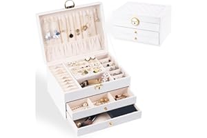 Lifcozy Jewelry Box for Women Girls, Large 3 Layer Jewelry Organizer for Earring Necklaces Bracelets Watch, Jewellery Organiz