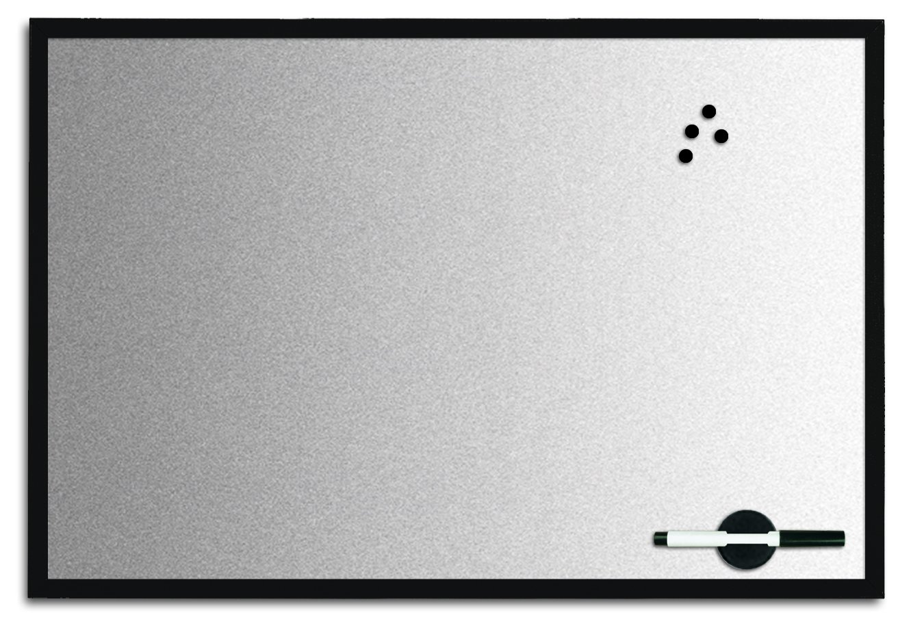 Bi-Office Dry Wipe Board, Silver Finish, Black Frame, 90 x 60 cm