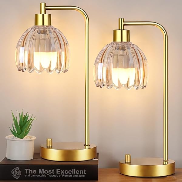 ILLMTW GLASS TABLE LAMP SET OF 2,SMALL GOLD...