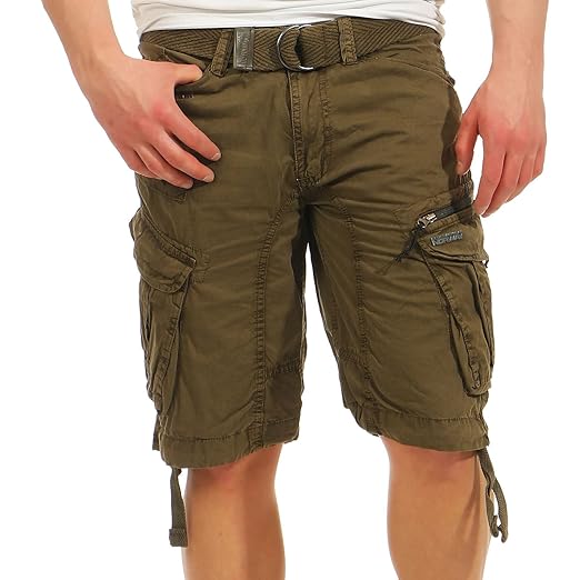Geographical Norway Herren Cargo Shorts Palium kurze Sommer Hose inkl. Gürtel, Seitentaschen