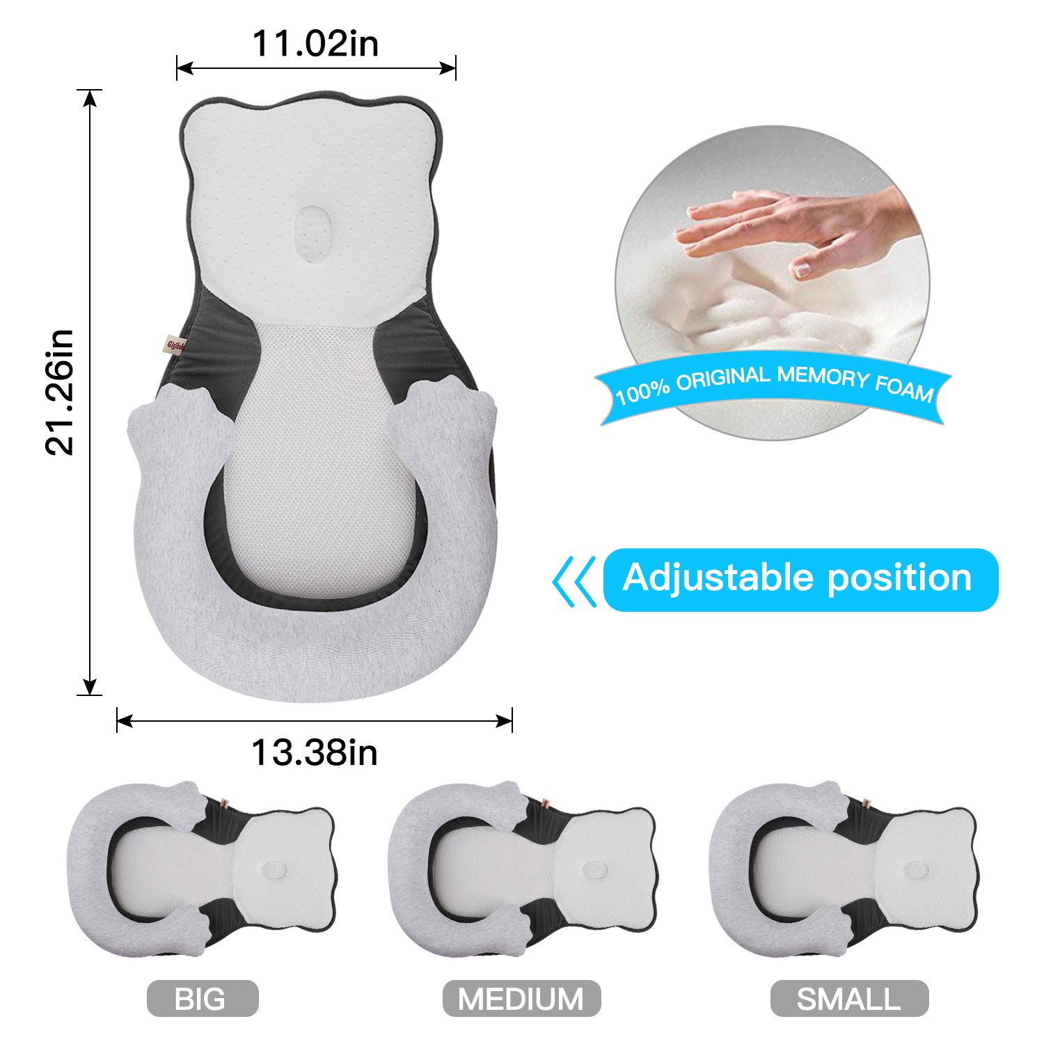 OTTOLIVES Portable Baby Bed Head Support Pillow Newborn Lounger Babies Bed Mattress Nest for Baby Sleep Positioning Removable Easy Cleaning Sleeping Lounger: Baby