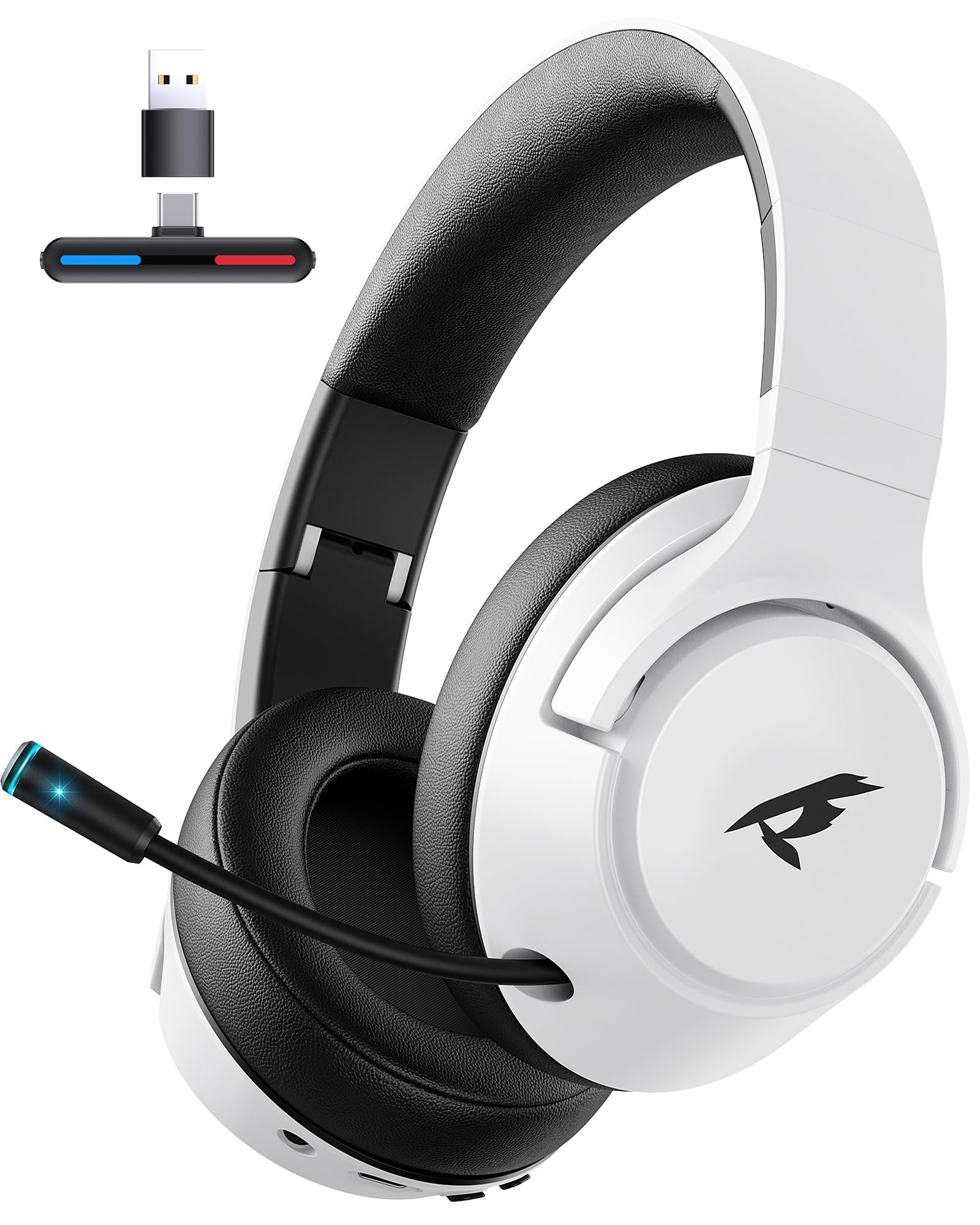 Photo 1 of Wireless Gaming Headset for Nintendo Switch?OLED?Lite,2.4Ghz USB & Type-C? Bluetooth 5.4 Gaming Headphones with Noise Cancelling Microphone, 40Hr Battery, for PS5, PS4, PC, Mac ?White and Black ?