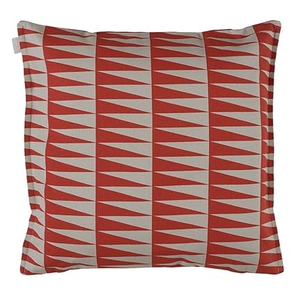 Linum Kissenhülle AKKA D74 rot beige bedruckt 50cm x 50cm aus Baumwolle mit Reißverschluss