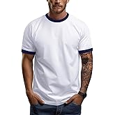 Zengjo Men's Ringer Tee Crewneck Athletic T Shirts Short Sleeve Sport Shirt for Men