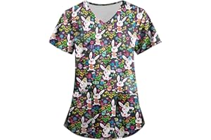 ZEFOTIM Easter Shirts for Women,Summer Cute Letter Print Easter Tops Blouse Casual Short Sleeve O-Neck Rabbit Graphic Tees