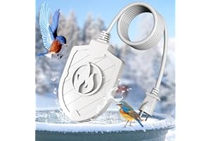 Jvgoo 100W Bird Bath Heater, Birdbath Heaters for Outdoor Bird Bath Water Heater in Winter Submersible Thermostat Control, Heated Bird Bath Deicer for Outside Bird Chicken Poultry Livestock (White)