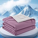 FineMay Cooling Comforter Queen Size, Double-Sided Cooling Blanket for Hot Sleepers & Night Sweats, Arc-Chill Q-Max > 0.4 Breathable Ice Blanket, Lightweight Cold Comforter (80''x90'', Muted Pink)