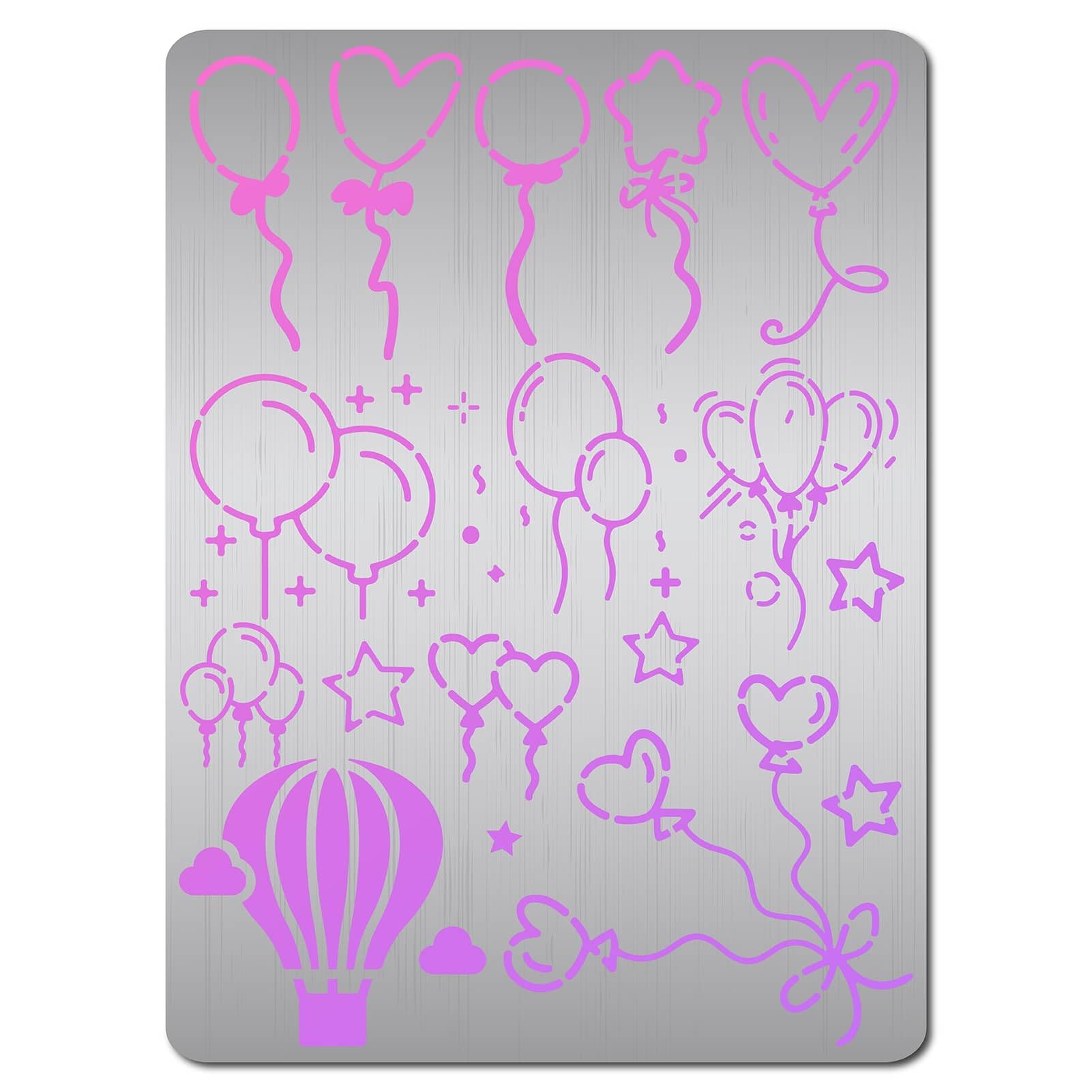 GORGECRAFT Balloon Metal Stencils Reusable Star Love Heart Hot Air Balloon Stainless Steel Template Stencil for Painting On Wood Floor Scrapbooking Pyrography Engraving Embossing Cards Making