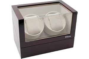 Versa Double Watch Winder Elite Automatic Watch Winder - Ultra Quiet Japanese Motor - 12 Settings - Compatible with Rolex's, Omega, Breitling, Cartier, and More (Cherry)