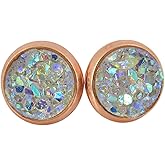 Summerfield Collection Rose Gold-tone Faux Druzy Stone Stud Earrings 8mm