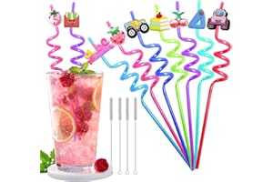PLETPET 24+2Pcs Plastic Drinking Straws, Windspeed 24P Silly Straws Party Favors for Beach Drinking Straws Funny Drinking Straws for Pool Theme Birthday Party Favors Supplies with 2P Cleaning Brushes