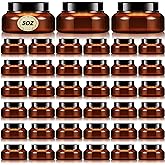 Didaey 36 Pack 5 oz Round Wide-mouth Leakproof Plastic Container Jars with Lids Refillable Plastic Cosmetic Containers for Kitchen Use Lotions &amp; Beauty Products(Amber)