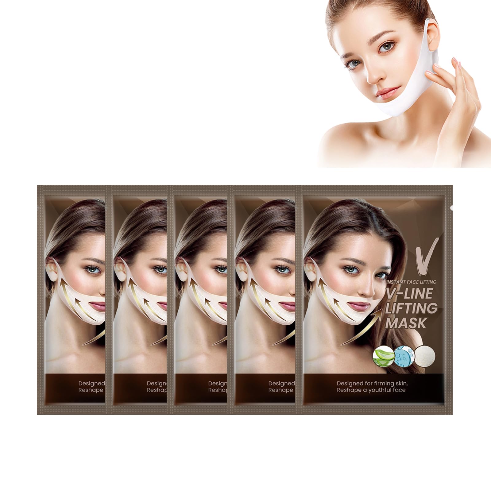 Dyceittdia 5PCS V-line Mask, V-line Firming Mask, V-line Face Lifting Mask, V-Face Contouring Mask, Face Lifting & Firming, Nourishing Skin