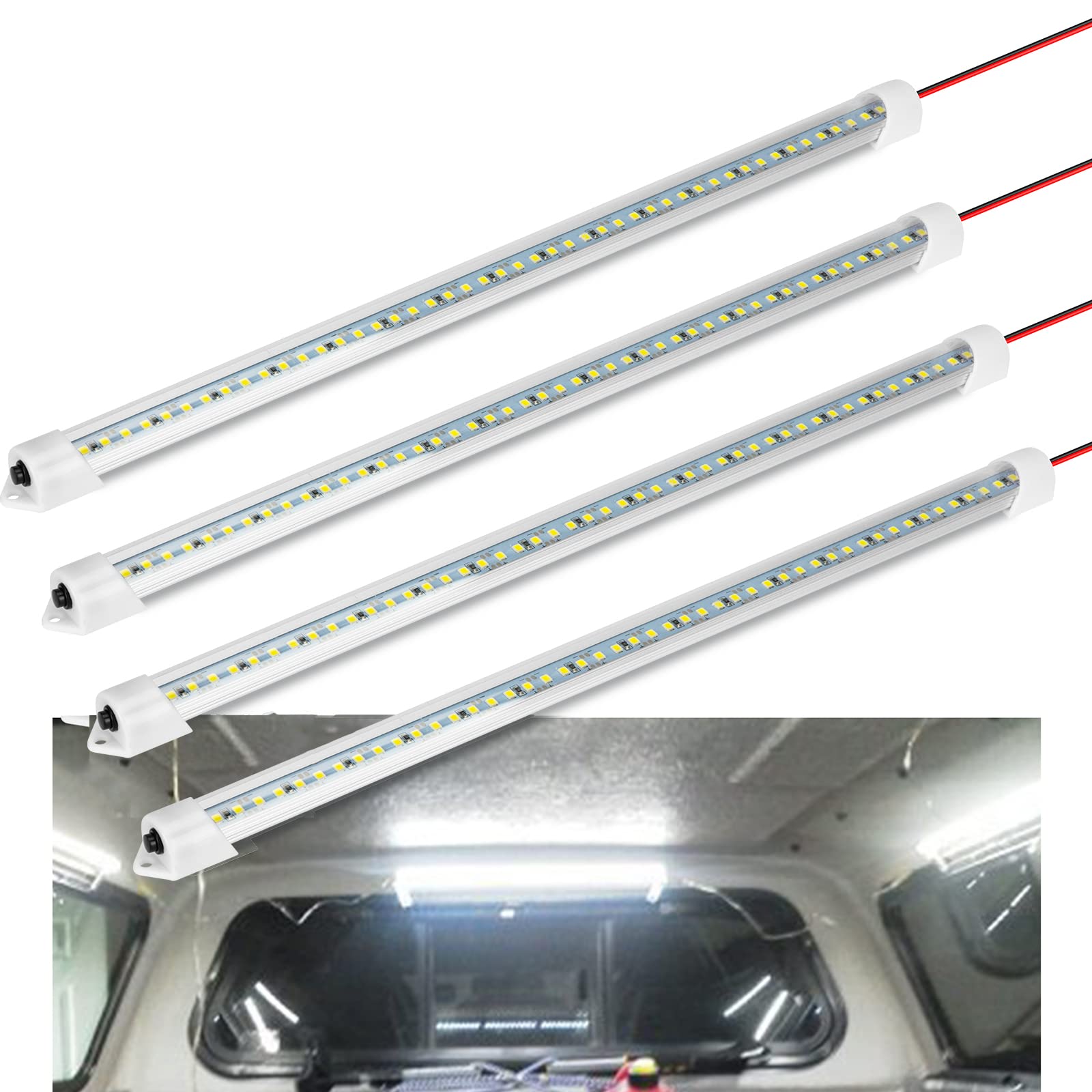 Photo 1 of 12V Interior LED Light Bar, DC 12V LED Light Strip w/Switch for Car, Trailer, Truck Bed, Van, RV, Cargo, Boat, Cabinet, Slim Enclosed Trailer Lights Fixture, 12 Volt Led Lighting (700LM 6000K)