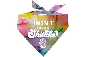 TEES & TAILS Don’t Give A Shitake Funny Mushroom Dog Bandana (Rainbow Scrunch, OS 1115)