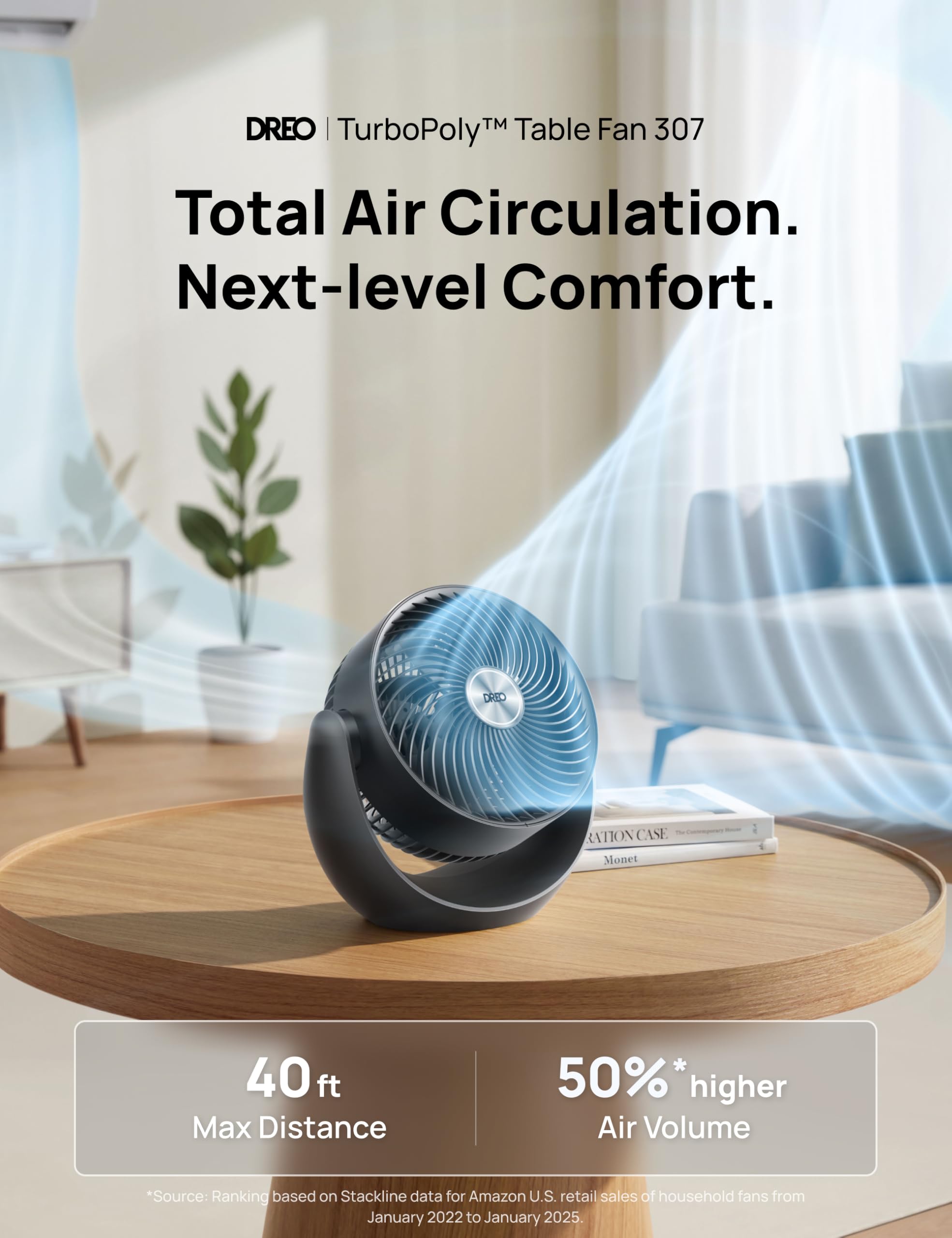 Dreo Fan for Bedroom, Floor fans for Whole Room, 40ft Strong Airflow, 120° Adjustable Tilt, 28db Low Noise, Quiet, 11 Inch, 3 Speeds, 2025 New Air Circulator for Office, Kitchen, Home