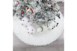 IKAPE 72.2 Inch Christmas Tree Skirt Extra Large Snowy White Faux Fur Tree Skirt for Merry Christmas Party Tree Decoration