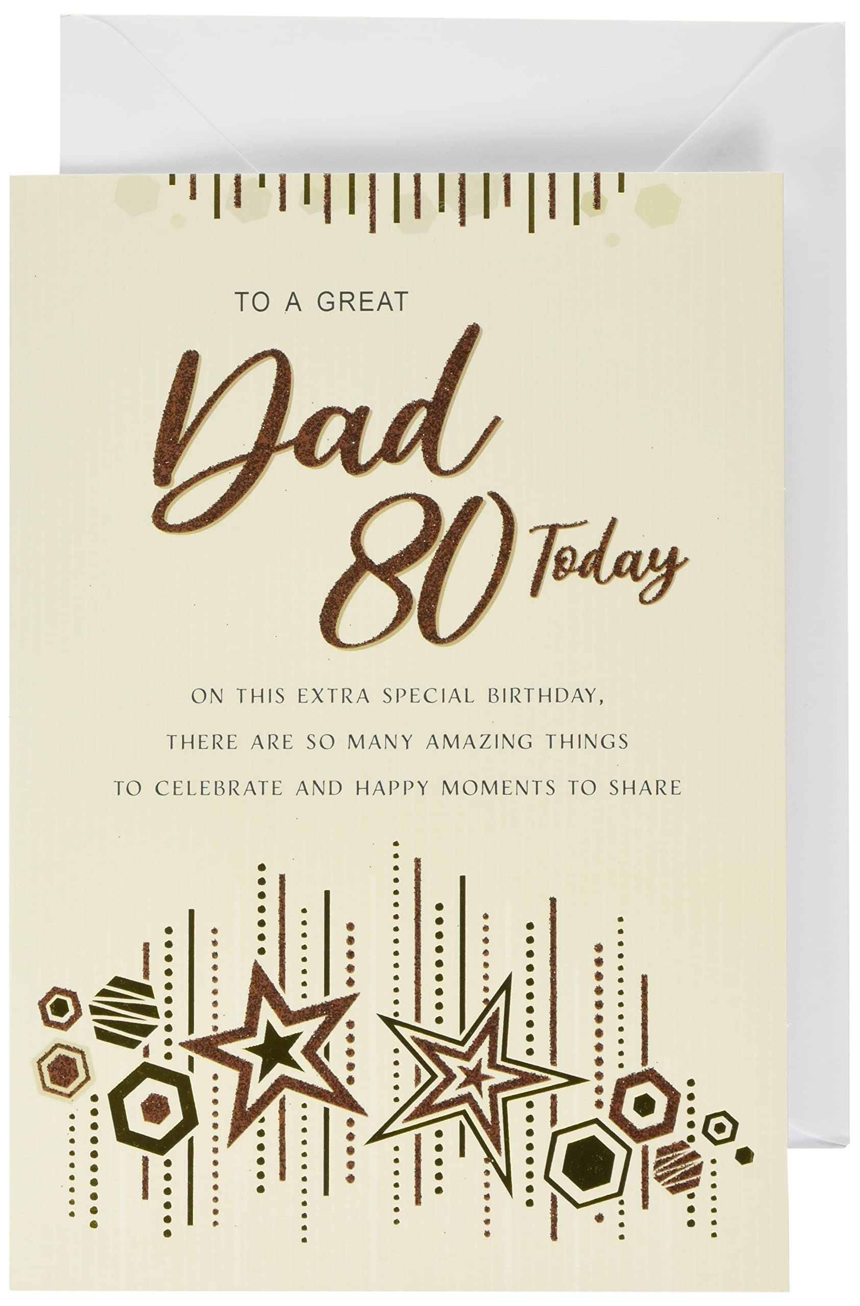 Regal Publishing Modern Milestone Age Birthday Card 80th Dad - 9 x 6 inches,Beige