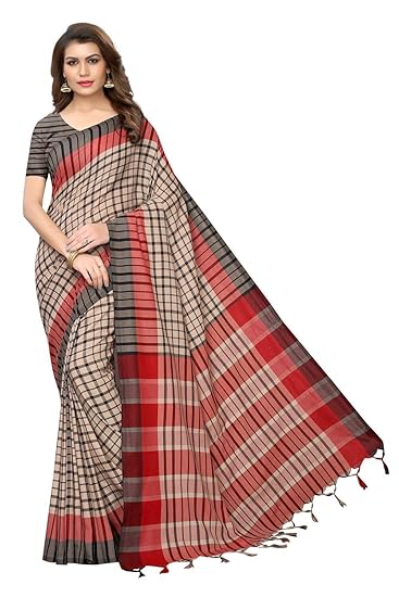 Navabi Export Womens Cotton Mirror Work Embroidered Saree with Blouse Material (FWS2263, Multicolour)