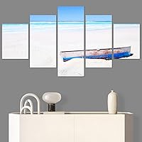 SIGNWIN 5 Panel Canvas Wall Art Modern Art Boat Expressive Multicolor Nautical Photography Transportation for Home Decorations Ready to Hang - 60