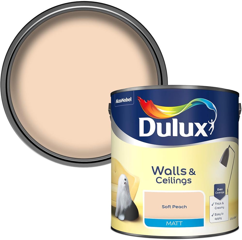 Dulux Matt Emulsion Paint Soft Peach 2.5 Litres Walls Ceilings