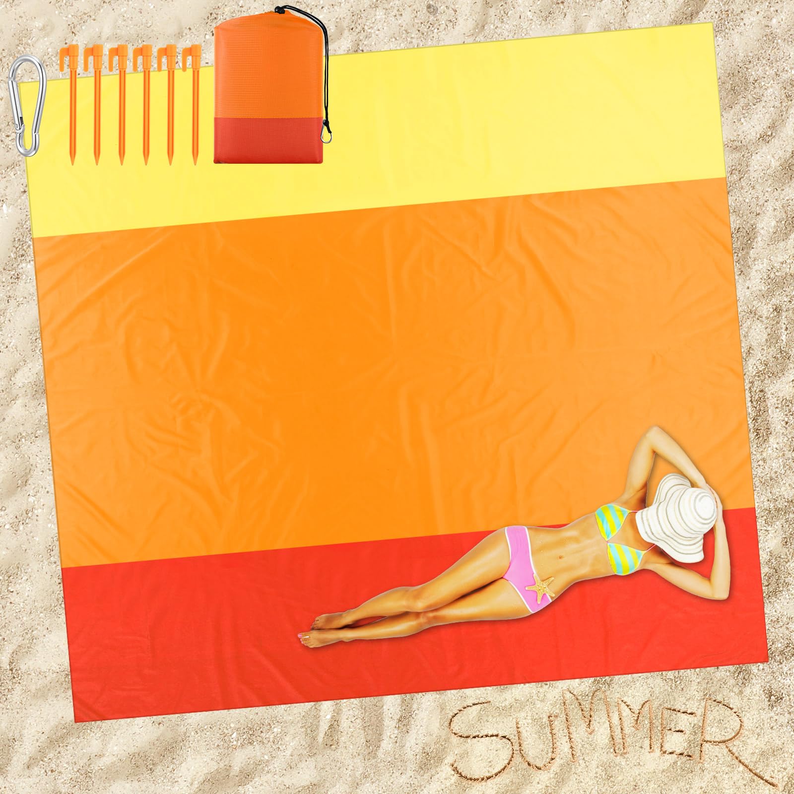 Photo 1 of Drydiet Extra Large Beach Blanket Sandproof Waterproof 10 x 9 ft Beach Mat for 2-8 Adults Oversized Quick Drying Outdoor Picnic Blanket Lightweight Sand Free Mat for Travel Camping Hiking(Yellow)