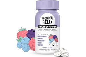 Wonderbelly Multi-Symptom Medicine, Anti-Diarrhea & Upset Stomach Relief with Bismuth Subsalicylate, Mixed Berry, 48 Chewable Tablets