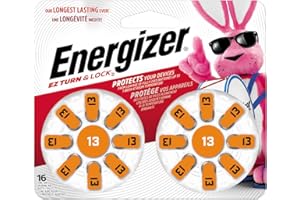 Energizer Batteries AZ13DP EZ Turn and Lock Hearing Aid, Size 13, 16 Count