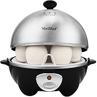 VonShef 7- Egg Electric Cooker Stainless Steel with Poacher & Steamer Attachment