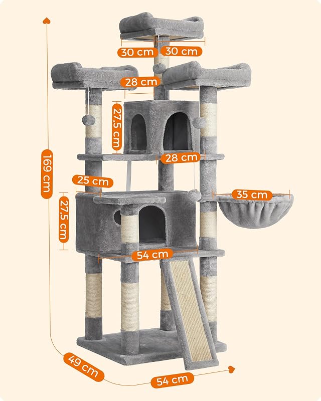Arbre à Chat XXL, Tour de Jeux 162 cm