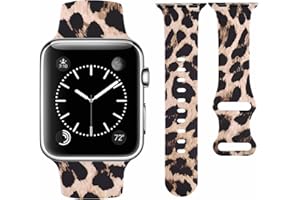 Watbro Black Leopard Band Compatible with Apple Watch Band 41mm 40mm 38mm 42mm 44mm 45mm 46mm 49mm Women Men, Soft Silicone C