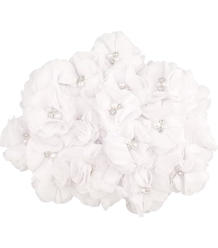 PATIKIL 2,36 Pouces Fleur de Chiffon en Perles Strass, 10 Pièces
