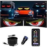 JDVOOTD Animated LED Eyes for Car Windshield, Car SUV Decor 2PCS 19x5in | App controlled dual scrolling message board, 5V USB RGB flexible display, perfect for auto side glass and rear windows