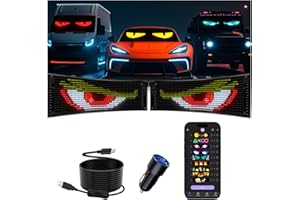 JDVOOTD Multifunctional Bright 2PCS Devil Eyes for Cars Windshield - 19in x 5in [ Upgraded Chip Two Screens 100% Synchronized ] Programmable LED Eyes for Car - Flex LED Display - Sized Cars/SUVs/Trucks