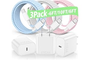 AYICAA for iPhone 15 Charger, 15 Pro Max Charger Fast Charging, 20W Fast Charger for iPhone 15 Pro/ 15 Plus, USB C Charger for iPhone 15 Charger Cord for iPad Pro 13/12.9/11 inch/Mini/Air (10FT/6FT/6FT)