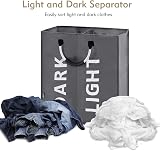 DOKEHOM 80L Large Collapsible Laundry Basket Two Sections Dark Grey view 6