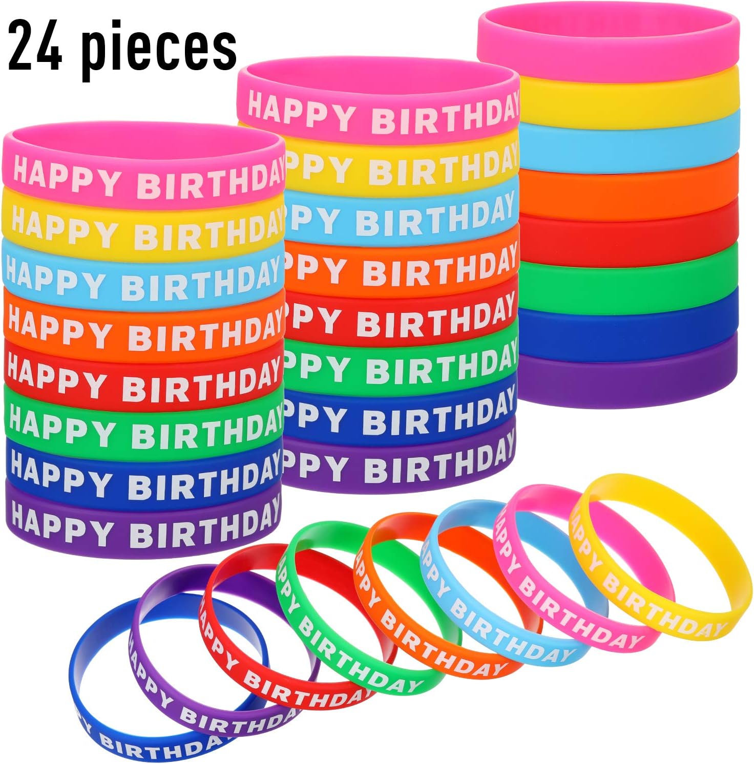 Happy Birthday Bracelets Silicone Stretch Wristbands