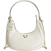 True Religion womens True Religion Hobo Bag, Women's Faux Leather Crescent Handbag With Adjustable Chain Strap