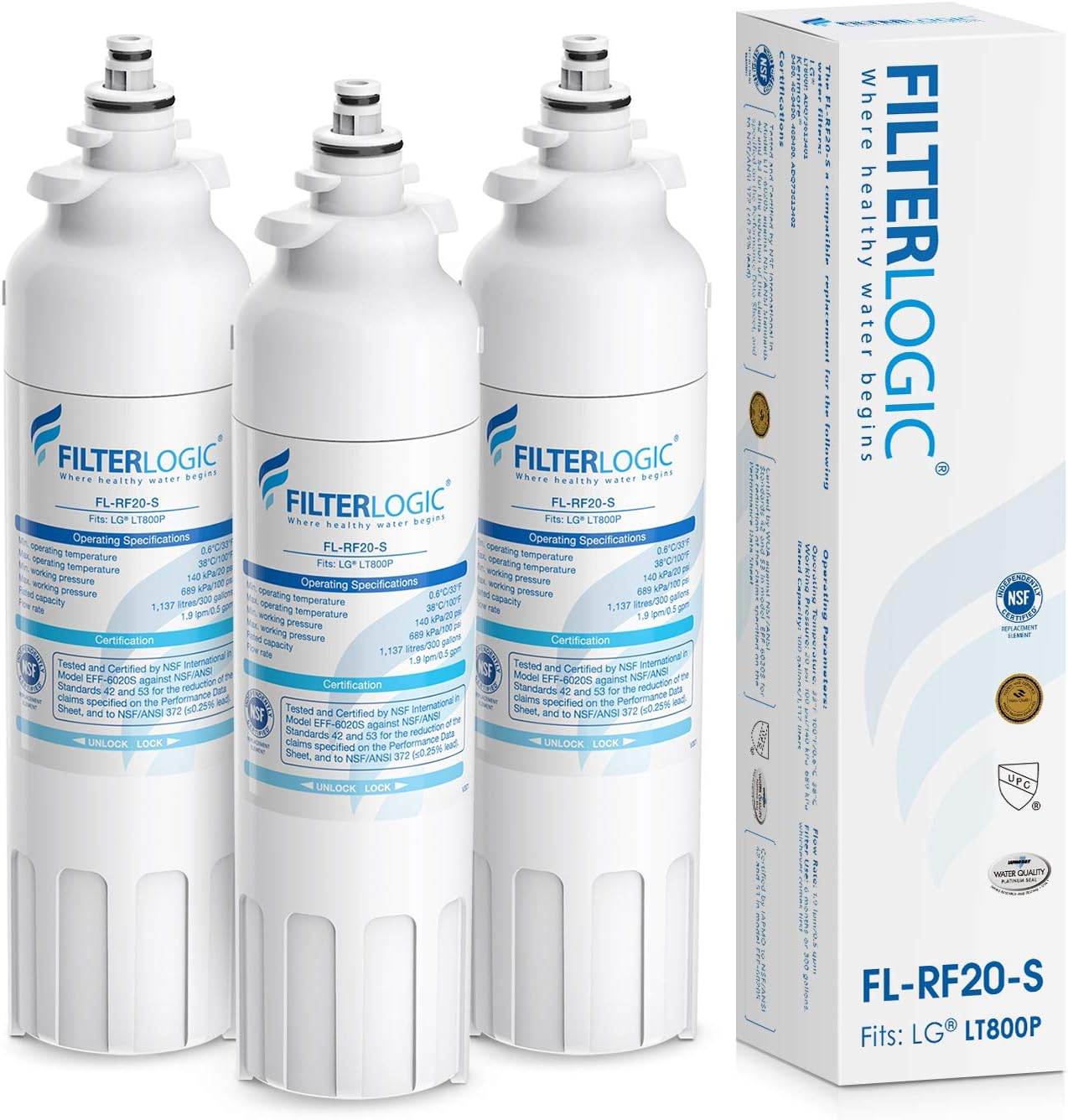 FilterLogic NSF 5342 Certified ADQ73613401 Refrigerator Water Filter