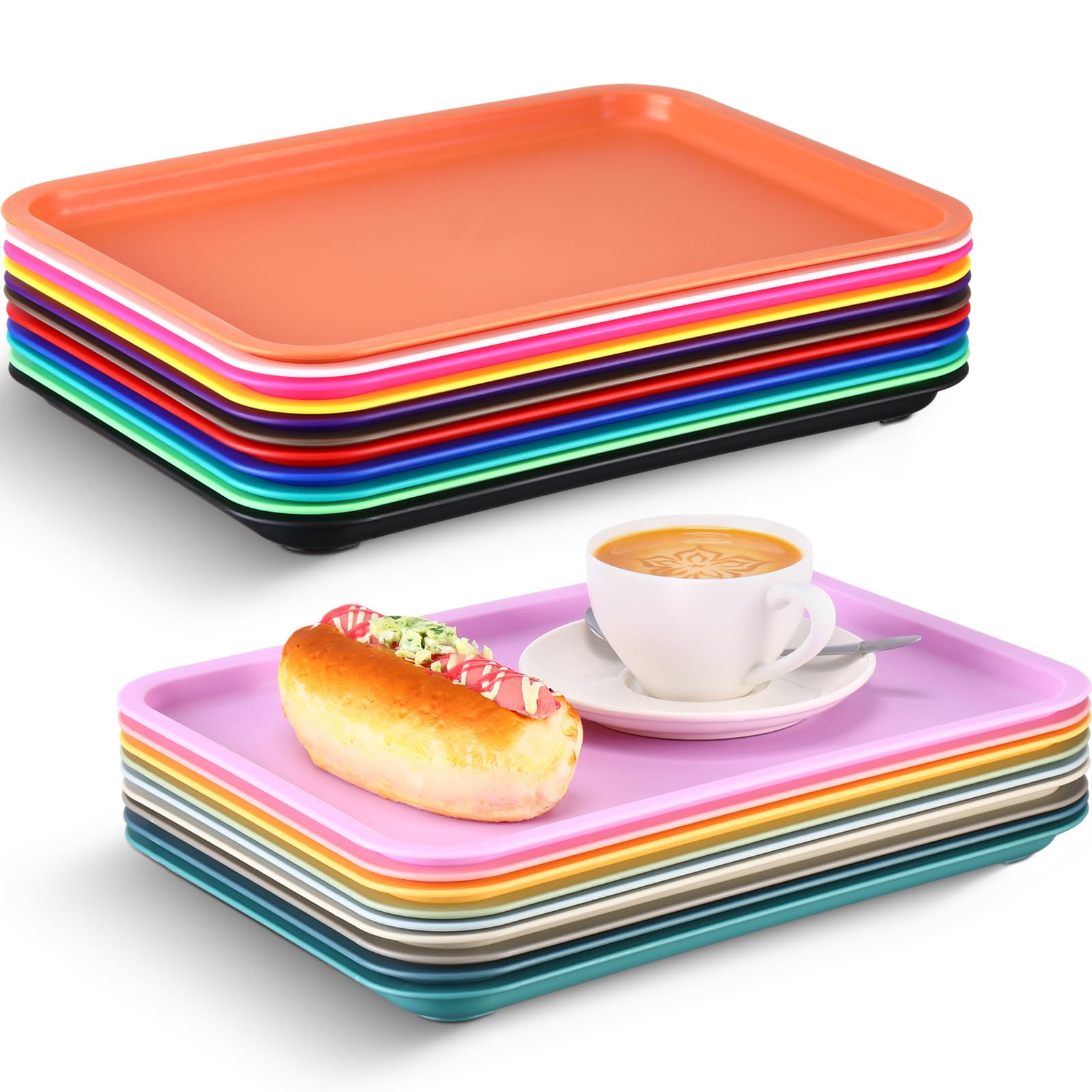 Photo 1 of Sintuff 20 Pcs Plastic Art Trays Colorful Fast Food Lunch Trays Bulk Activity Crafts Sensory Serving Organizer for Home, School, Kids, DIY Projects, Painting, Beads(20 Colors,12 x 9 Inch)